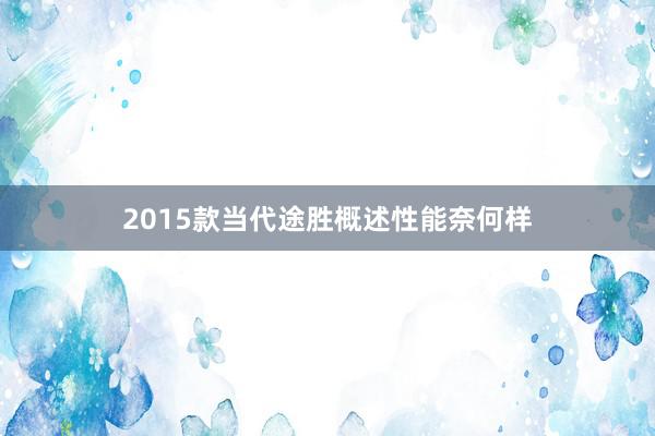 2015款当代途胜概述性能奈何样